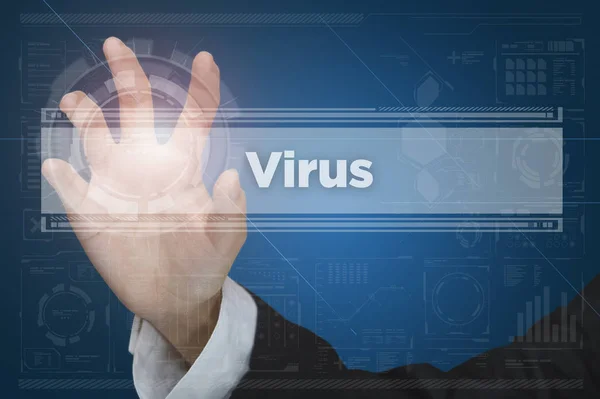 Touchscreen der Virtual-Reality-Schnittstelle: Virus — Stockfoto