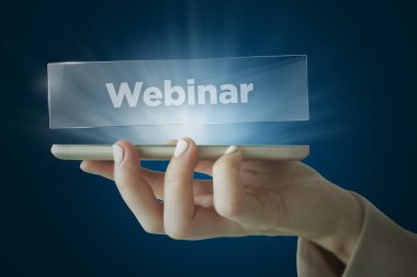 İşkadını'nın el smartphone Webinar ile tutarak