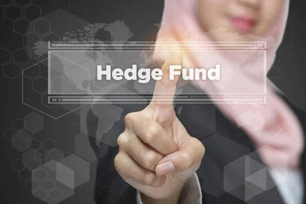 Interface de tela sensível ao toque com palavra: Hedge Fund — Fotografia de Stock