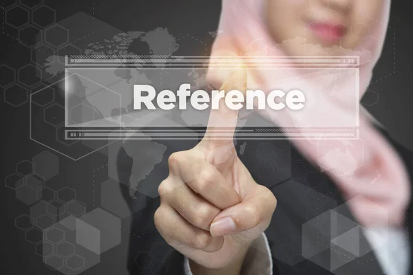 Dotykové obrazovce s slovo: Reference — Stock fotografie