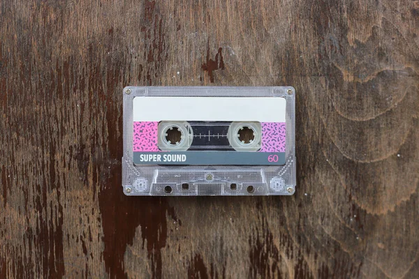 Oude Cassette Oude Verouderde Houten Achtergrond Gesoldeerde Casette — Stockfoto