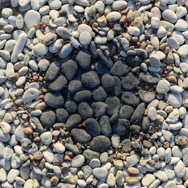Black and white pebbles.