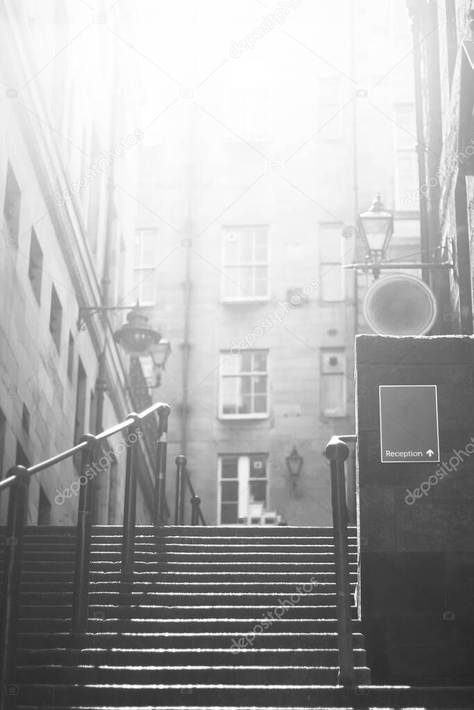 Black and white of Edinburgh street