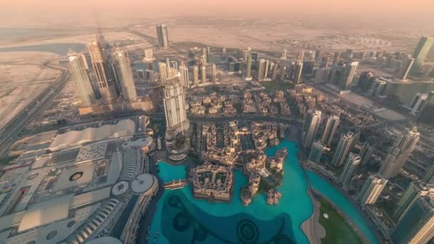 Timelapse Dubaj od mrakodrapu Burdž Chalífa, zobrazení bodu s výhledem na Marina district — Stock video