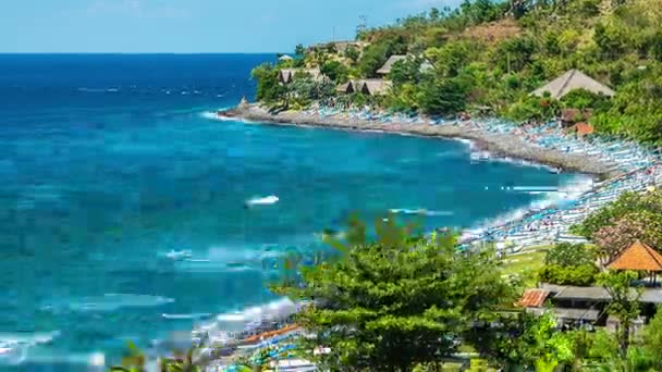 Timelapse tradiční dřevěné lodě na opuštěné pláži Amed v Severní Bali, Indonésie — Stock video