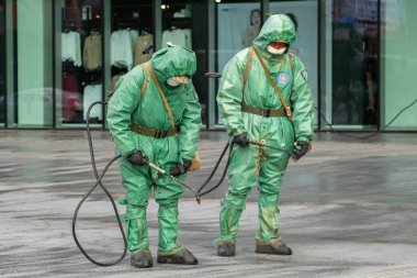 Coronavirus 'a karşı askeri temizlik dezenfeksiyonu COVID-19 riski.