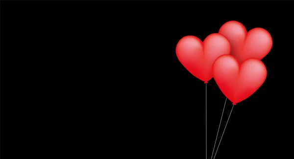 Siyah arka planda kırmızı balonları hareket ettiren Sevgililer Günü dürtüsü.