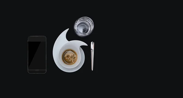 Caffè design piatto per con acqua — Foto Stock