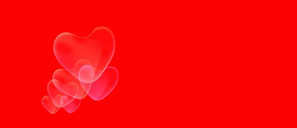 Valentinstag Blase Herzen auf rotem Hintergrund — Stockfoto