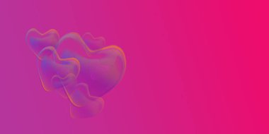 Sevgililer günü baloncukları uzayda yüzüyor, pembe arka planda.