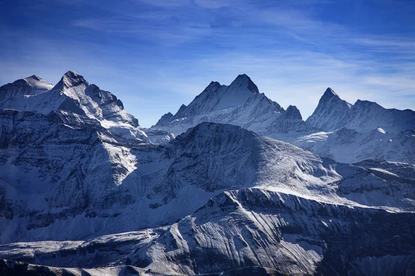 Tres famosos picos de montaña suizos, Eiger, Moench y Jungfrau —  Fotos de Stock