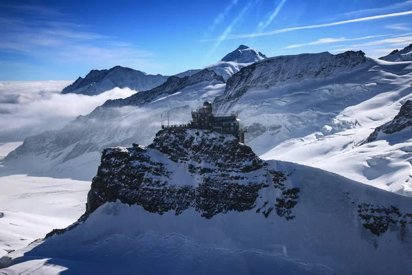 Három híres svájci hegycsúcs, Eiger, Moench és Jungfrau — Stock Fotó