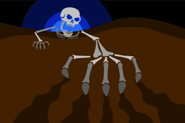 Halloween illustration with scull and skeleton — Stock Photo, Image