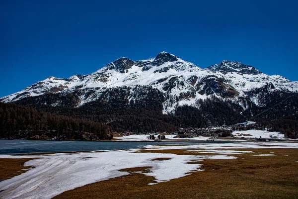 Sviçre Engadine Deki Silvaplana Gölü Alp Manzaralı Göl — Stok fotoğraf
