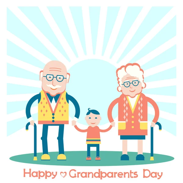 Grand-parents avec petit-enfant.Illustration vectorielle de la famille — Image vectorielle