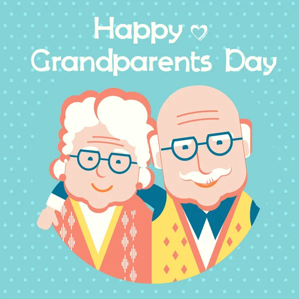幸せな祖父母の日カード テキスト。ベクトル フラット スタイル — ストックベクタ