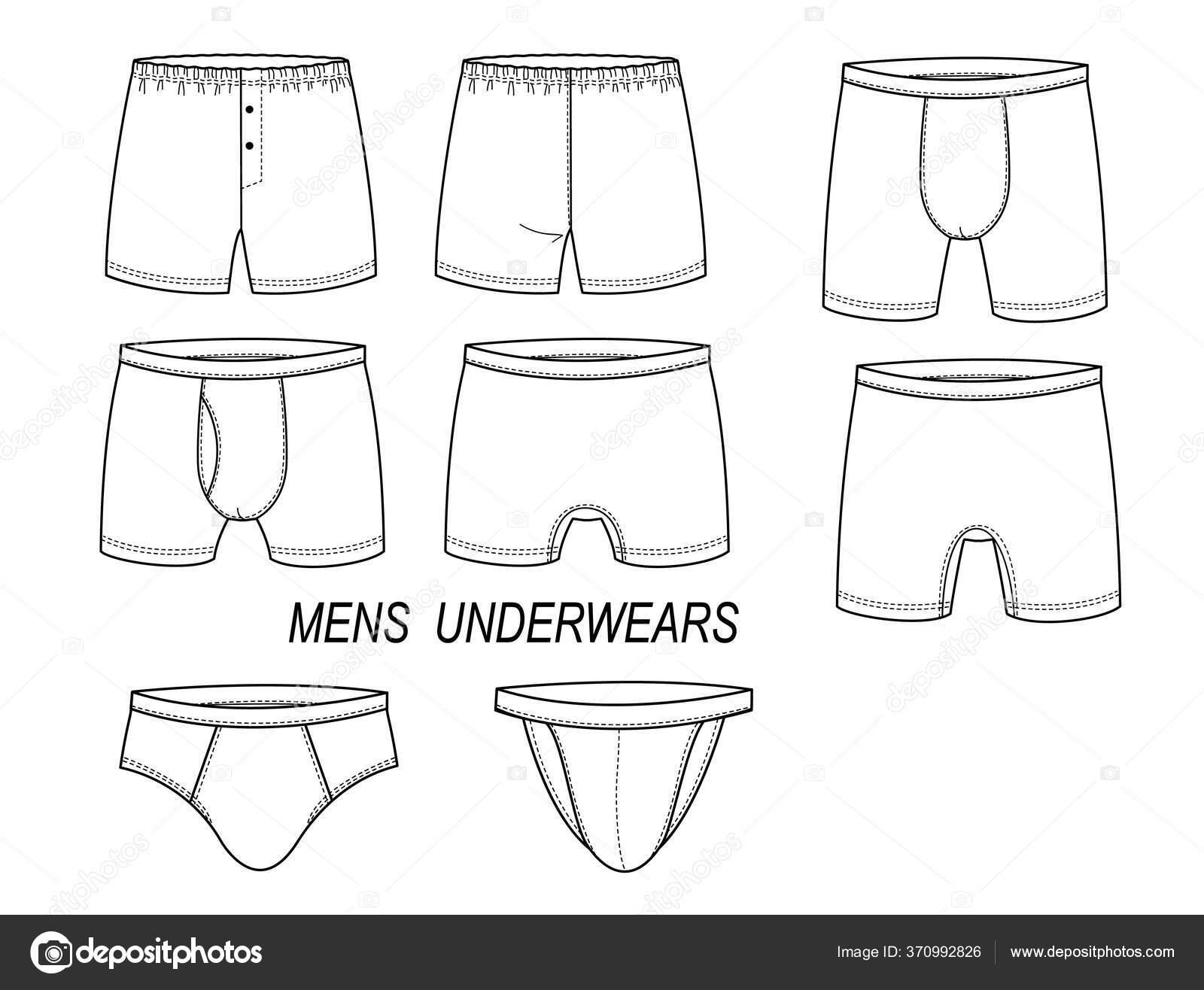 Men's Underwear Pants Vector Set Illustration Man Fashion Isolated