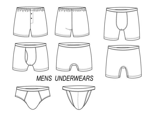 男式内裤内裤用于设计的在白色上孤立的向量集插图人的时尚 — 图库矢量图片
