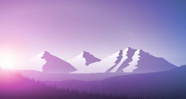 Lever de soleil dans la chaîne de montagne — Image vectorielle