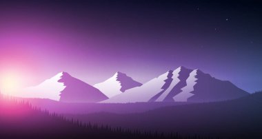 Dağ zincirinin gündoğumu