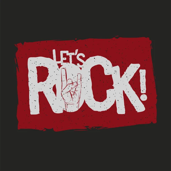 Let's Rock Typographic Design — Stock Vector