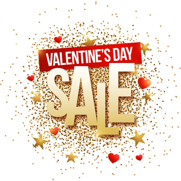 Nápis-Valentines Day výprodej s zlatým glitrem — Stockový vektor
