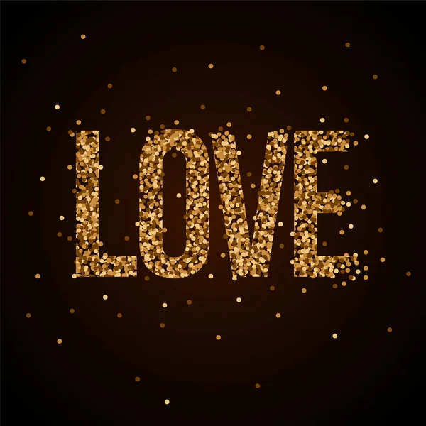 Liefde banner met goud glitter. — Stockvector