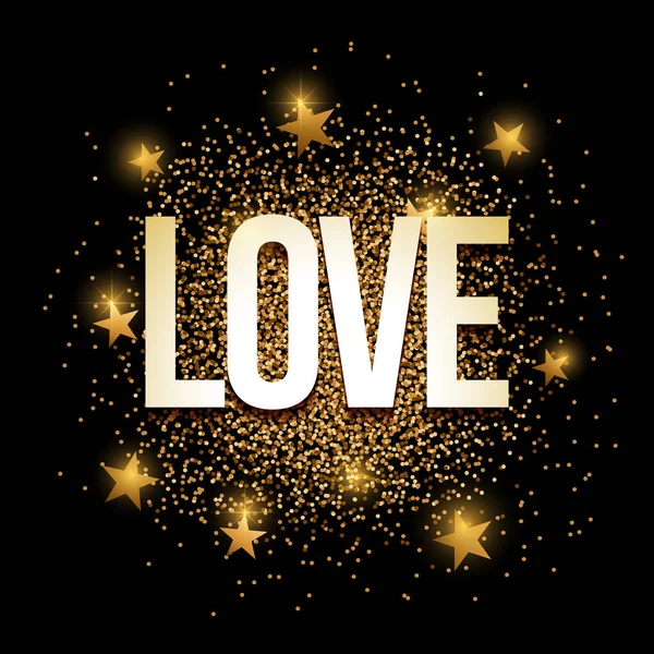 Liebe golden glitter hintergrund banner. — Stockvektor