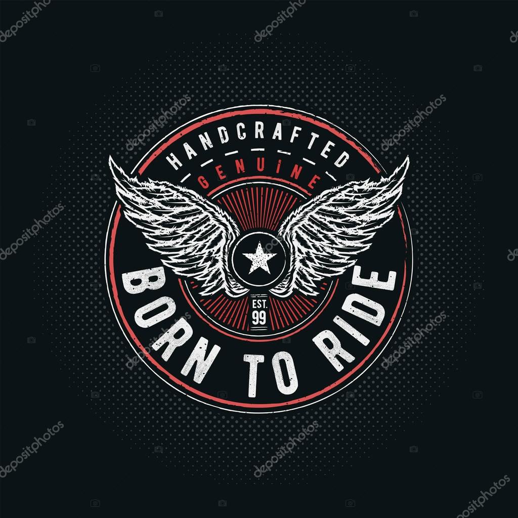 Born to Ride typographic design for t-shirt print. Global flat colors. Layered vector illustration.