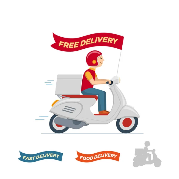 Vector delivery service scooter illustration — Stock Vector