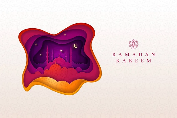 Islamic greeting card design for Ramadan Kareem. — Stock Vector