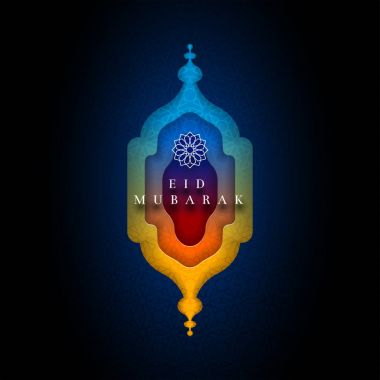 Eid Mubarak için İslam tebrik kartı tasarımı.