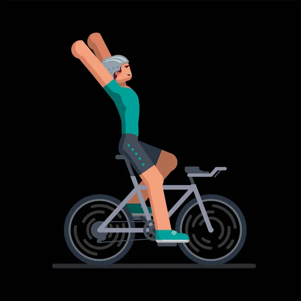 Yol Bisikleti Yarışı kazanan bisikletçi. — Stok Vektör