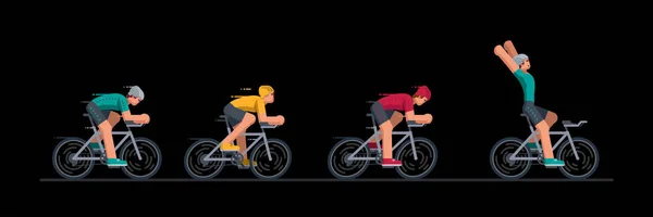 Groep van fietsers in wegwedstrijden. — Stockvector