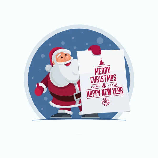 Santa Claus Holding Banner — Stock Vector