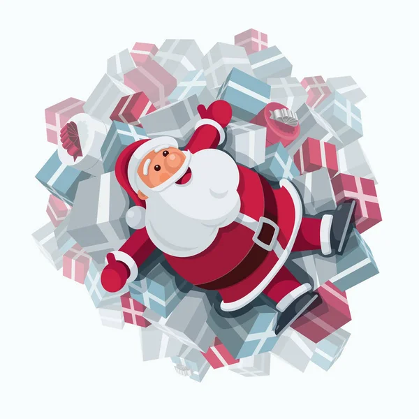 Santa Claus en cajas de regalo — Vector de stock