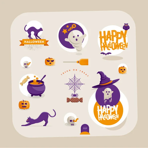 Vector Halloween symbol design set — Stock Vector