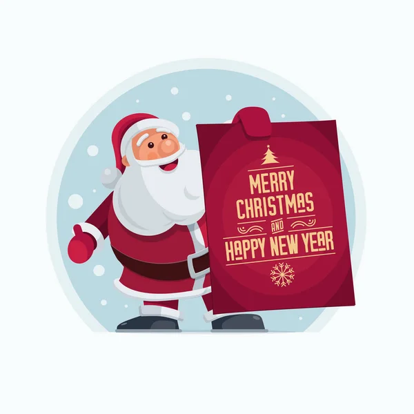 Santa Claus Holding Banner — Stock Vector