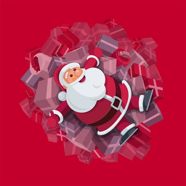 Санта-Клаус на подарочных коробках — стоковый вектор