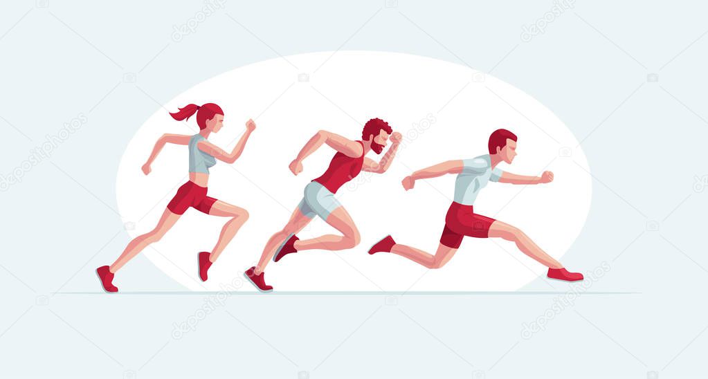 Running people vector illustration