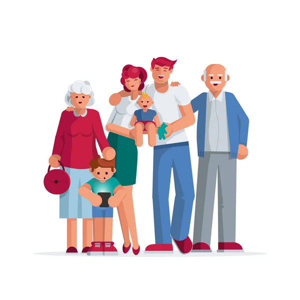 Happy grand portrait de famille — Image vectorielle