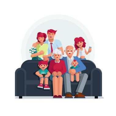 Büyük mutlu aile portresi. 