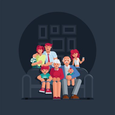 Büyük mutlu aile portresi. 