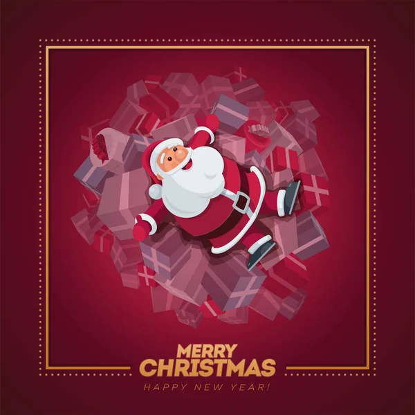 Santa Claus en el diseño de cajas de regalo — Vector de stock