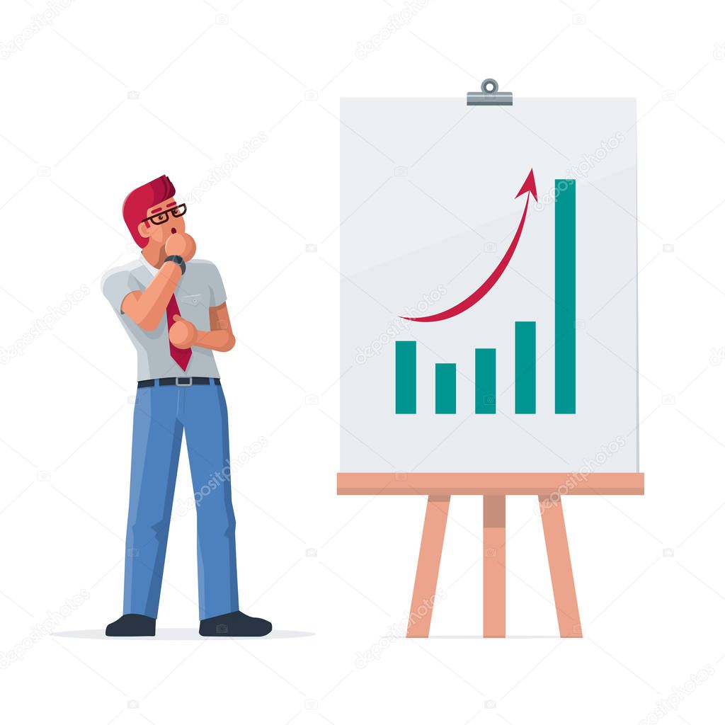 Businessman look at growth graph. 