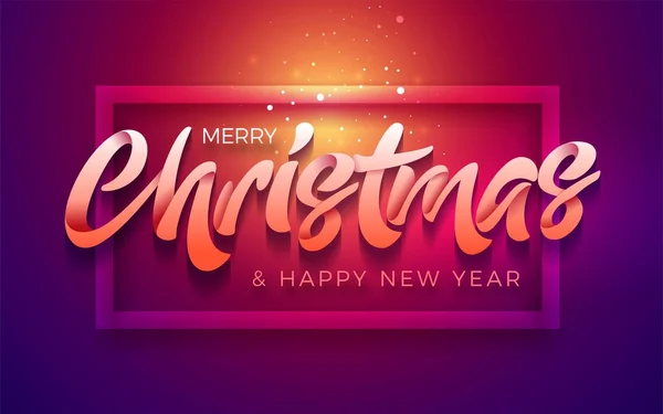 Merry Christmas and Happy New Year typography — Stock Vector