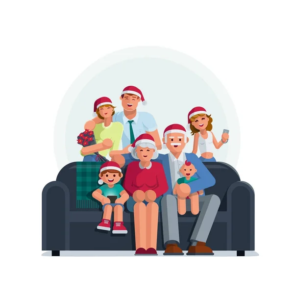 Die ganze Familie ist zu Weihnachten zusammen — Stockvektor