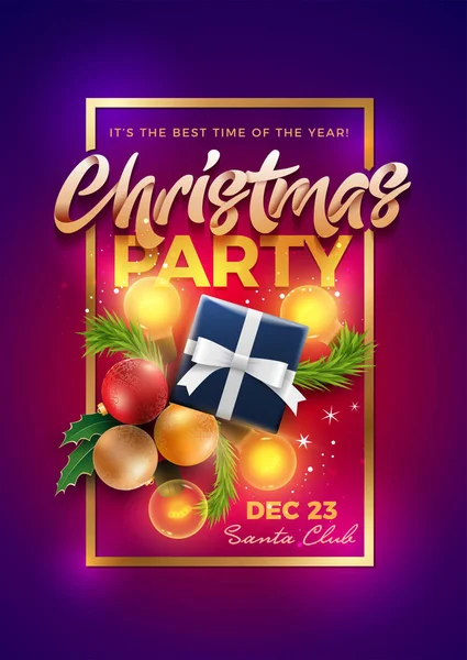 Christmas Party Poster ontwerpsjabloon — Stockvector