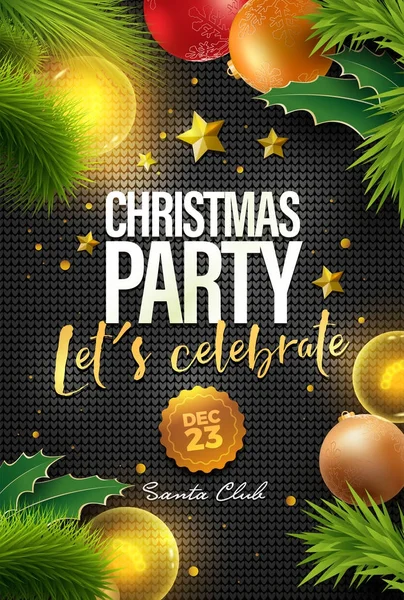 Feliz Natal Party Poster Design Template — Vetor de Stock