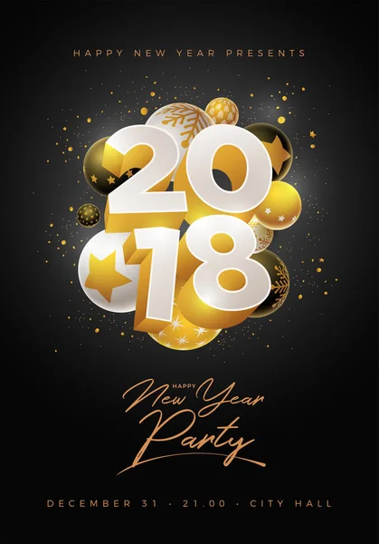 Nowy Rok 2018 Party plakat projekt — Wektor stockowy